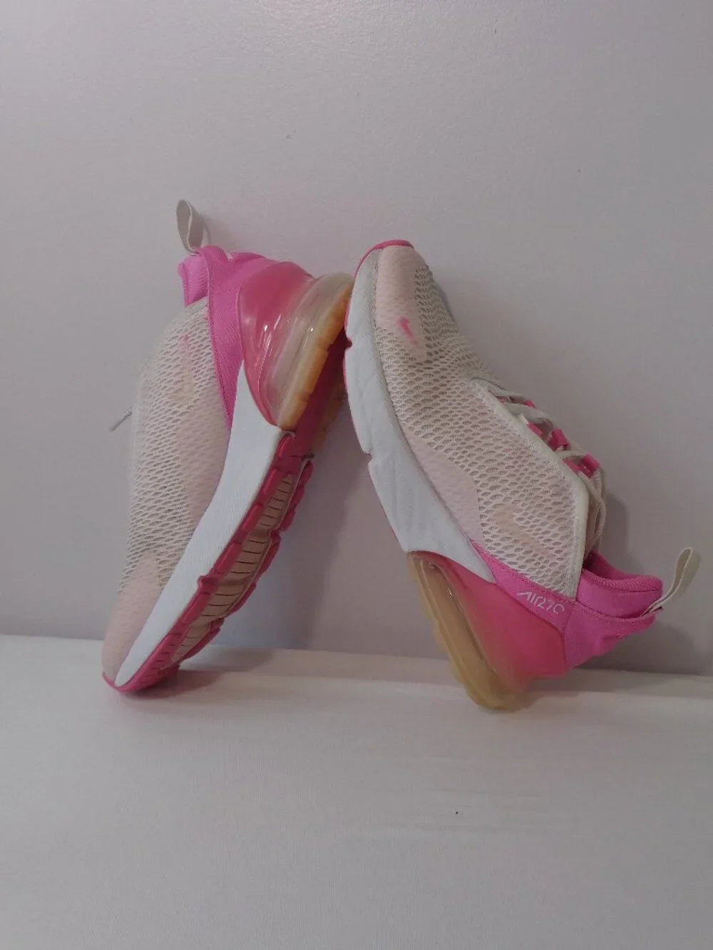Nike Air Max 270 GS White Pink Foam Running Shoes FZ3560-100 Youth Size 3Y